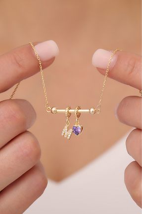 گردنبند نقره طلائی زنانه 925 عیار VAOOV - کد 892771898