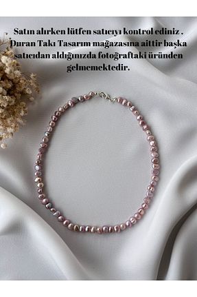 گردنبند مروارید صورتی مروارید آب شیرین DURAN TAKI TASARIM - کد 810382063