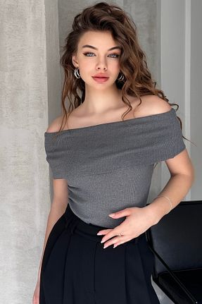 بلوز طوسی زنانه رگولار New Now - کد 897118287