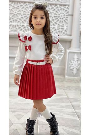 ست بالاتنه و پائین تنه قرمز بچه گانه بافتنی EFLİNS - کد 897907023