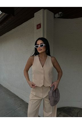 ست بالاتنه و پائین تنه بژ زنانه بافتنی LB Laluna Butik - کد 897076982
