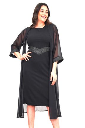 لباس مجلسی سایز بزرگ مشکی زنانه یقه دوچرخه Şirin Butik - کد 897119437