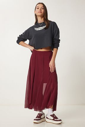 دامن زرشکی زنانه بافتنی Lovelyİstanbul - کد 897133993