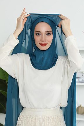 شال آبی زنانه شیفون Aisha