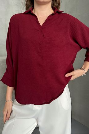 پیراهن زرشکی زنانه اورسایز macharel jeans - کد 897140466