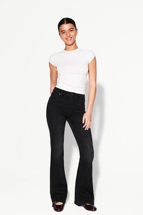 شلوار جین مشکی زنانه رگولار Bershka - کد 897227519