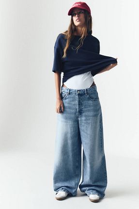 تیشرت سرمه ای زنانه اورسایز Pull & Bear - کد 897235397