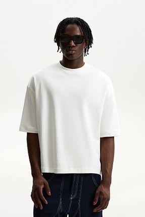 تیشرت سفید مردانه Relaxed Bershka - کد 885116692