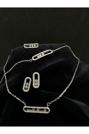 ست نقره متالیک زنانه زیرکن Jewel - کد 898378155