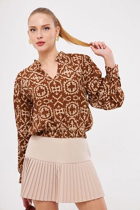 بلوز قهوه ای زنانه ساده armonika - کد 869205846