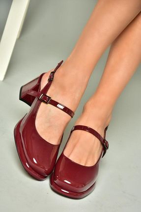 کفش پاشنه بلند کلاسیک زرشکی زنانه چرم مصنوعی Fox Shoes - کد 895781789