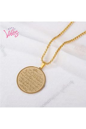 گردنبند استیل ( فولاد ) زرد استیل ضد زنگ Happy Vibes - کد 897377105