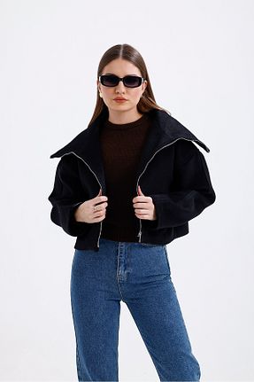 پالتو پشمی حجاب مشکی زنانه کراپ Perryes - کد 897011779