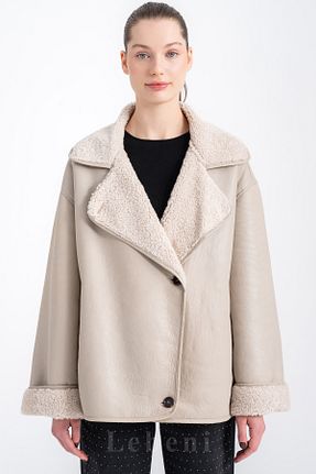 کاپشن بژ زنانه اورسایز Lebeni - کد 888120984