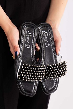 دمپائی مشکی زنانه چرم مصنوعی Bilalim Shoes - کد 897440969