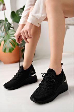 کفش اسنیکر مشکی زنانه بند دار moda sara - کد 897415064