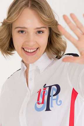 پیراهن سفید زنانه یقه پیراهنی U.S. Polo Assn. - کد 827152258