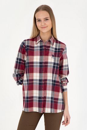 پیراهن زرشکی زنانه یقه پیراهنی U.S. Polo Assn. - کد 834610804