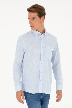 پیراهن آبی مردانه یقه پیراهنی U.S. Polo Assn. - کد 833126402