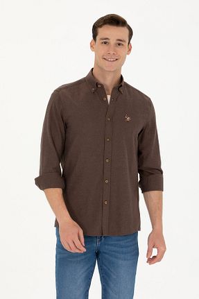 پیراهن قهوه ای مردانه یقه پیراهنی U.S. Polo Assn. - کد 839922837
