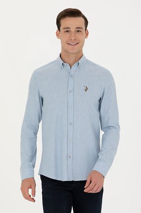 پیراهن آبی مردانه یقه پیراهنی U.S. Polo Assn. - کد 838877227