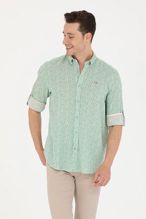 پیراهن سبز مردانه یقه دکمه دار U.S. Polo Assn. - کد 827016989