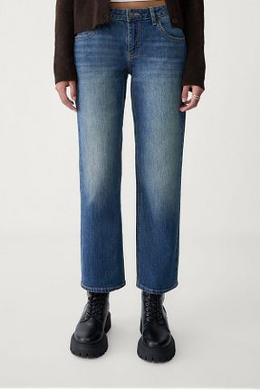شلوار جین آبی زنانه فاق افتاده Stradivarius - کد 898089813