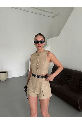 ست بالاتنه و پائین تنه قهوه ای زنانه بافتنی Bang - کد 897637171