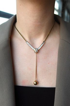 گردنبند استیل ( فولاد ) زرد زنانه استیل (فولاد) Takıştır - کد 897461861