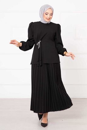 ست بالاتنه و پائین تنه مشکی زنانه بافت EBRUTESETTÜR - کد 897470266