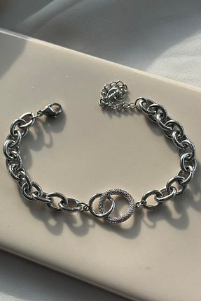 دستبند استیل (فولاد) طوسی زنانه استیل (فولاد) Takıştır - کد 897461140