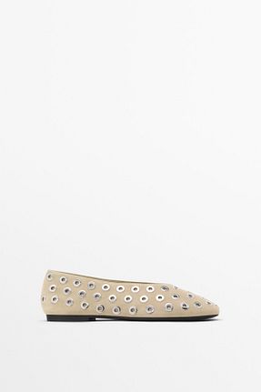 کفش کژوال بژ زنانه چرم خالص Massimo Dutti - کد 897486008