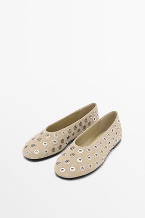 کفش کژوال بژ زنانه چرم خالص Massimo Dutti - کد 897486008