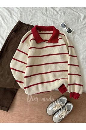 پلیور رنگی زنانه اورسایز Dier Moda - کد 897499720