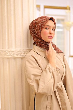 روسری زرشکی پنبه ای Silk Home - کد 896895787