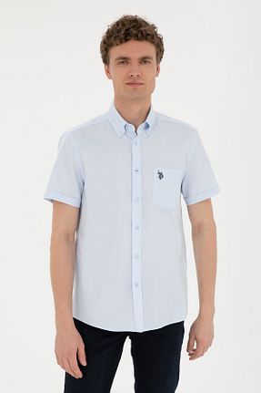 پیراهن آبی مردانه یقه دکمه دار U.S. Polo Assn. - کد 831982088