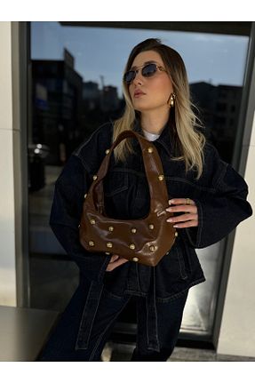 کیف دوشی قهوه ای زنانه چرم مصنوعی NİSSEA.CO - کد 897548554
