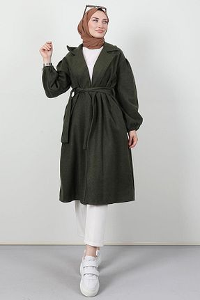 پالتو پشمی حجاب سبز زنانه Balık giz astore - کد 897557899