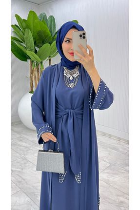 ست بالاتنه و پائین تنه حجاب آبی زنانه گشاد FIRSTESLEM - کد 897566736