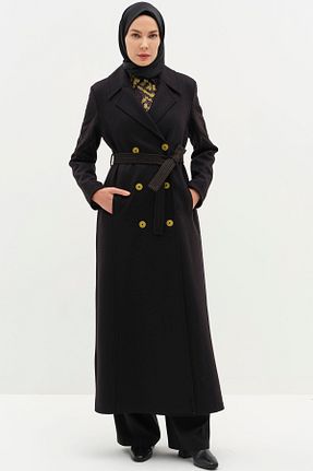 پالتو پشمی حجاب مشکی زنانه رگولار Tuğba - کد 897562051