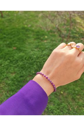 گردنبند جواهر بنفش زنانه سنگ Handmade - کد 897573327