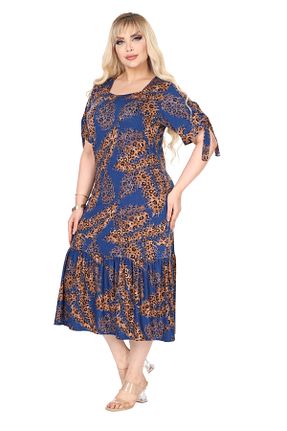 لباس سایز بزرگ سرمه ای زنانه مخلوط ویسکون MELSAY - کد 897572375