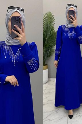 لباس مجلسی سایز بزرگ سرمه ای زنانه یقه دوچرخه Mercan - کد 898212369