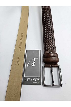 کمربند قهوه ای مردانه چرم خالص Atlantis Collection - کد 897608472