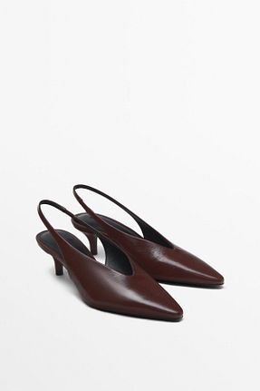 کفش پاشنه بلند کلاسیک قهوه ای زنانه چرم خالص Massimo Dutti - کد 897630394