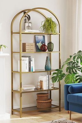 قفسه کتاب طلائی 185 سانتی متر tino furniture - کد 211920530