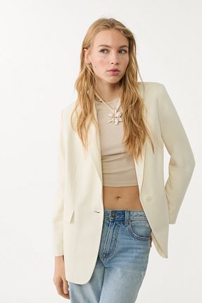 کت بلیزر نباتی زنانه پلی استر Stradivarius - کد 897662390