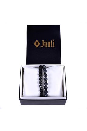 دستبند جواهر مشکی مردانه سنگ طبیعی Janti - کد 32994362