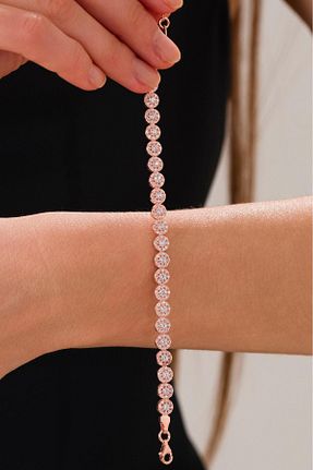 دستبند نقره صورتی زنانه 925 عیار Tmt Silver - کد 897653755