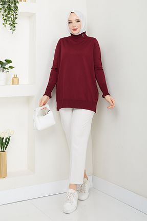 پلیور حجاب زرشکی زنانه رگولار Pamuk Butik - کد 897679349